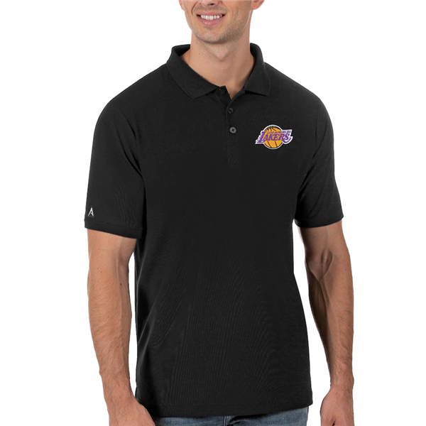 Men's Black Los Angeles Lakers Antigua Legacy Pique Polo